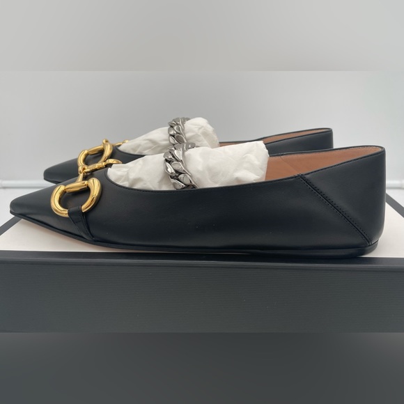NEW GUCCI BLACK LEATHER HORSEBIT BALLET PRETTY BALLERINA FLAT SHOES BOX 36 - Picture 8 of 13